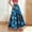 04 Blue, variant on YueHuiYing Women's Bohemian Floral Print High-Waisted A-Line Skirt Elastic Waist Ruffled Hem Pocketed Mid-Length Retro Vacation Skirt