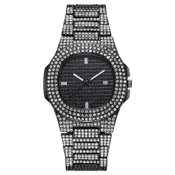 Guodhu Luxury Unisex Watch Crystal Diamond Watches for Women Mens Calendar Analog Quartz Watch Gold /Silver Tone Stainless Steel Wrist Watchse