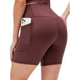 thumbnail image 4 of Xuanfei Women Rib Cross-Over High Waisted Workout Yoga Plain Shorts with Pockets, 4 of 4