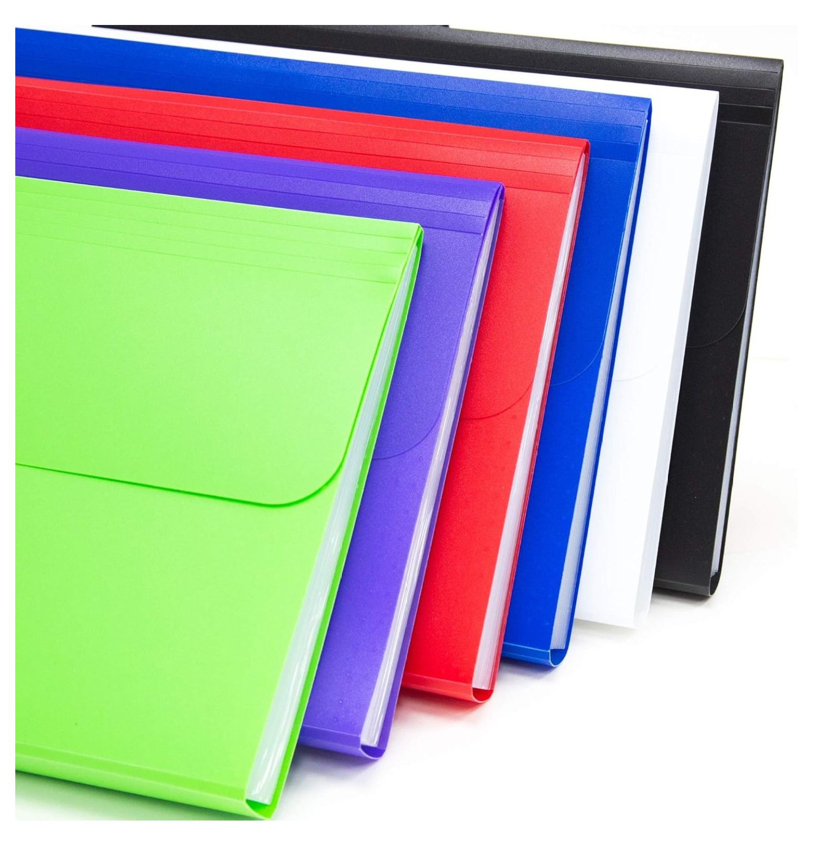 Expanding File Folder 13 Pockets w/A-Z Tab Monthly Tabs, Letter Size Plastic File Pocket Folders, Office Paper Documents Organizer, 6-Pack
