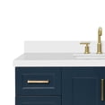 thumbnail image 4 of ARIEL 49" Midnight Blue Bathroom Vanity 1.5" Edge Pure White Quartz Countertop & Splash, Rectangular Sink, 2 Soft Closing Doors, 9 Full Extension Dovetail Drawers, Brushed Nickel, 4 of 9