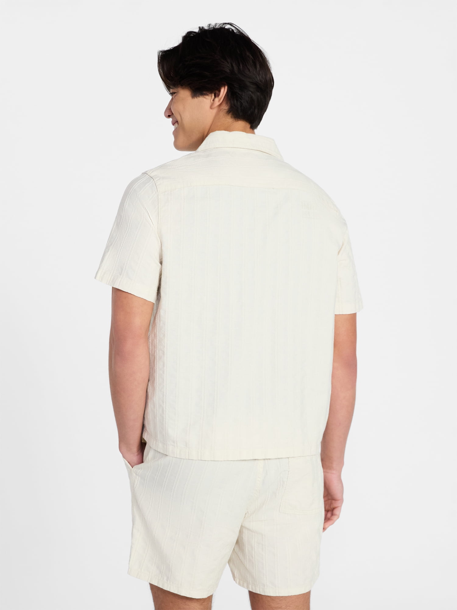 No Boundaries Poolside Dobby Shirt with Short Sleeves, Men's XS-4XLT