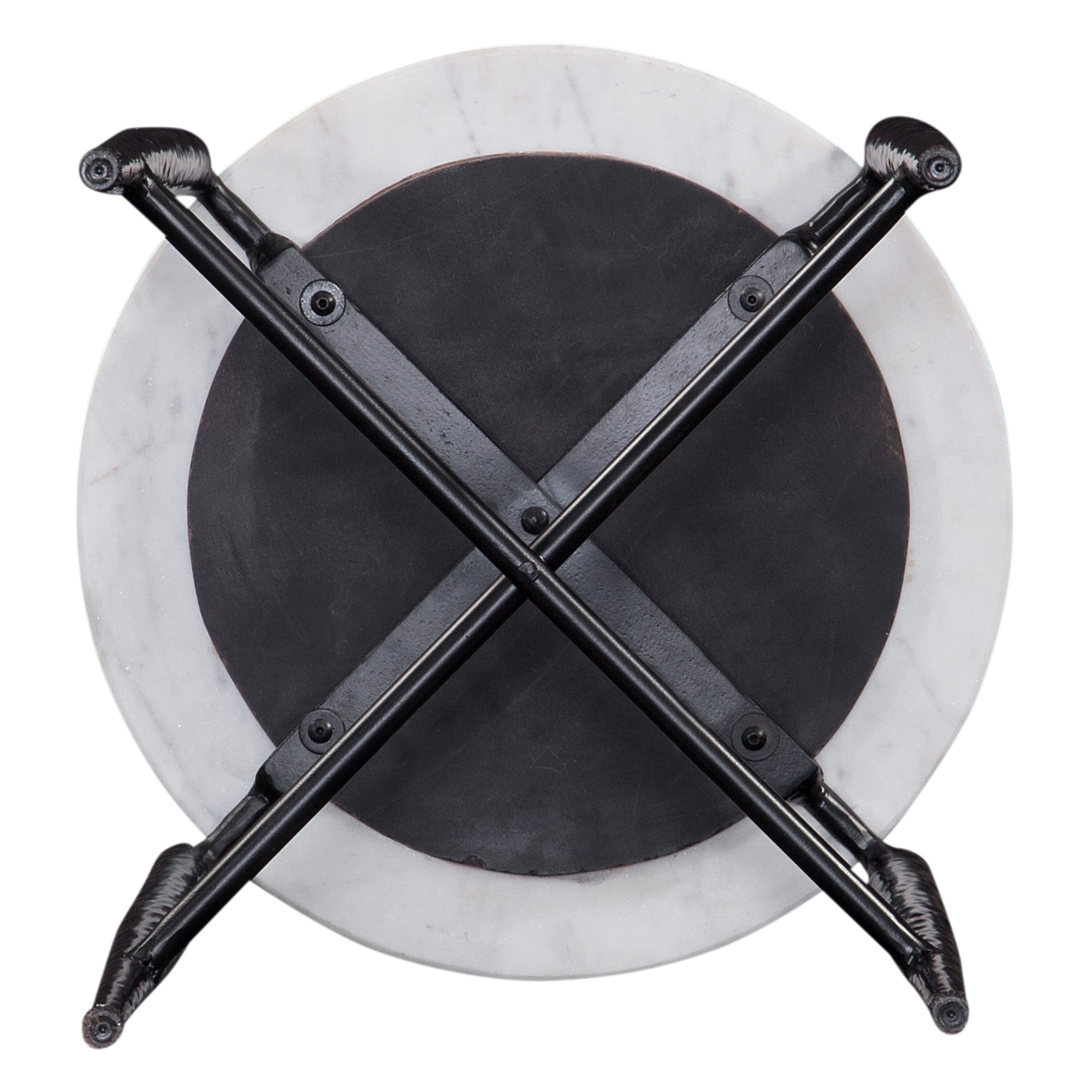 Steve Silver Loxie White Marble Top Round End Table
