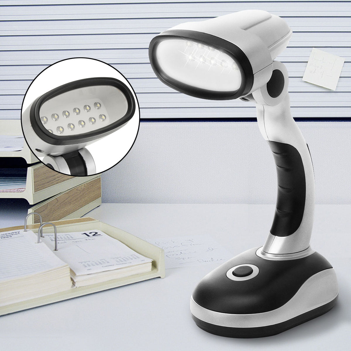 Eye Protection gh Lumen Battery Powered Readig Study Bedroom Table Light Flexible 4 LEDs White Desk Lamp Mini Flicker 