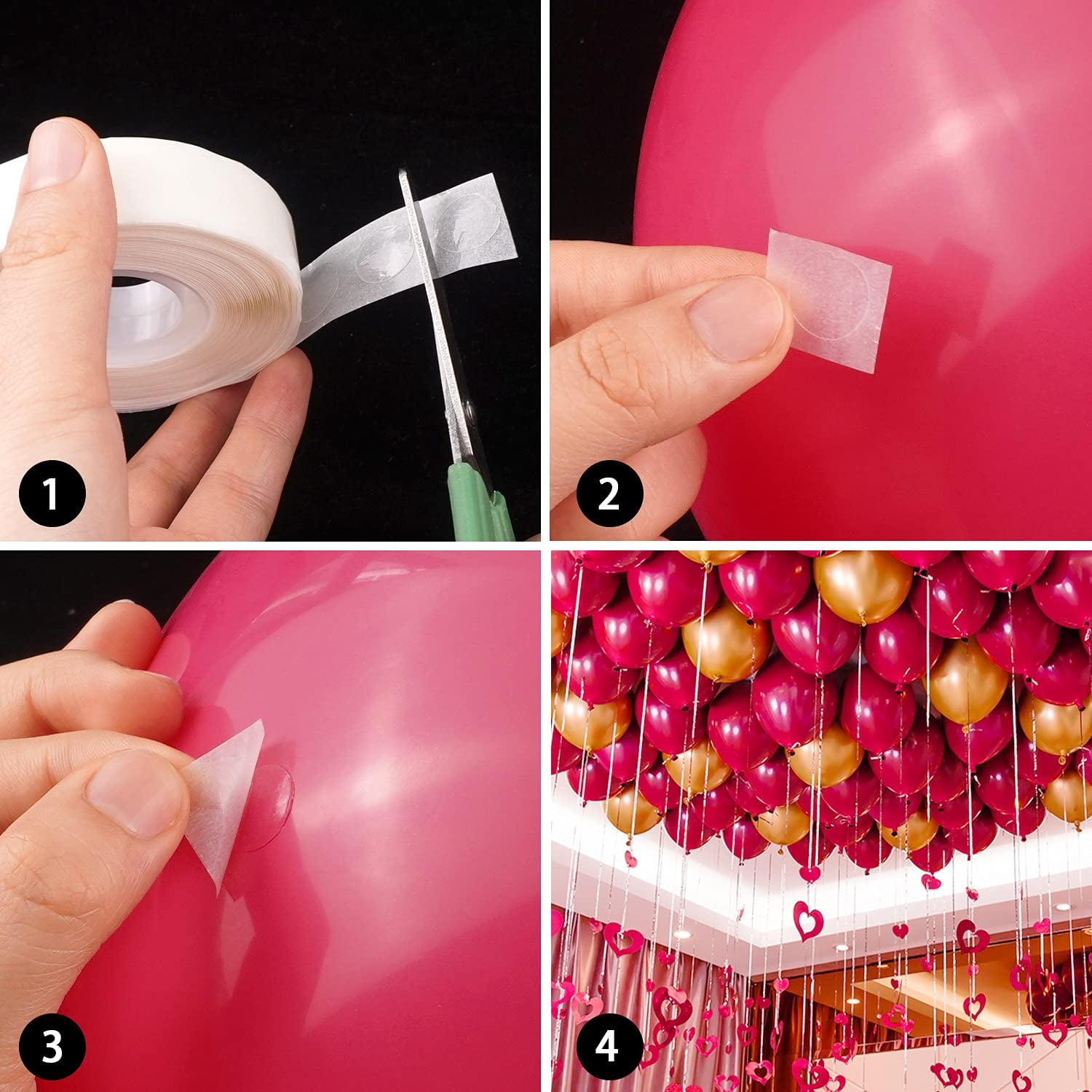 Kyweel 5 Rolls of Balloon Glue Dots + 5 Rolls of Double Hole Balloon Trim,  Balloon Arch Garland Decorative Strips, Balloon Glue Dots, Easy to Make