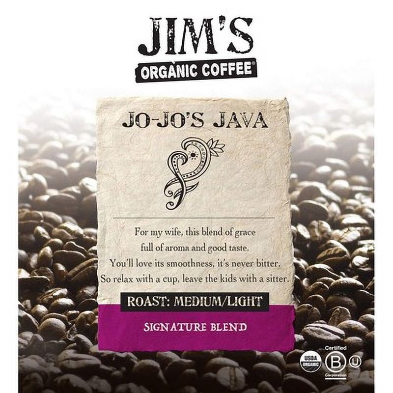 Jim's Organic Coffee Jojo Java Organic Coffee Beans 12 oz (Pack of 6)