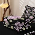 thumbnail image 5 of Erosebridal Garden Floral Zipper Queen Comforter Set with Fitted Sheet and 2 Pillowcases, Retro Flower Zipper Bedding Set, Black Reversible, Lilac Black Damask Rose, Black Reversible, 5 of 7