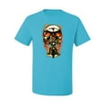 thumbnail image 2 of Flaming Motorycle Hell Fire Skull Biker | Mens Fashion Graphic T-Shirt, Light Turquoise, Large, 2 of 4