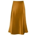 thumbnail image 5 of STAOEDU Midi Skirts for Women High Waist Silk Stain Casual A Line Zipper Skirt, 5 of 6