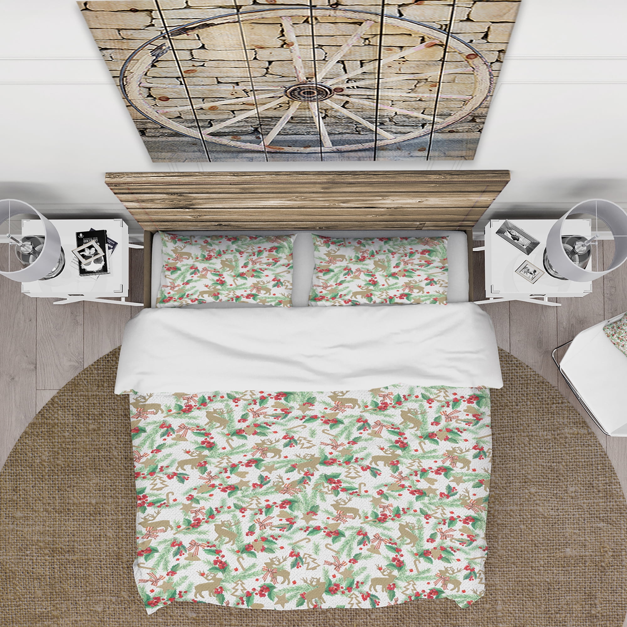 Designart 'Christmas Decoration in Illustration' Cabin & Lodge Duvet Cover Set