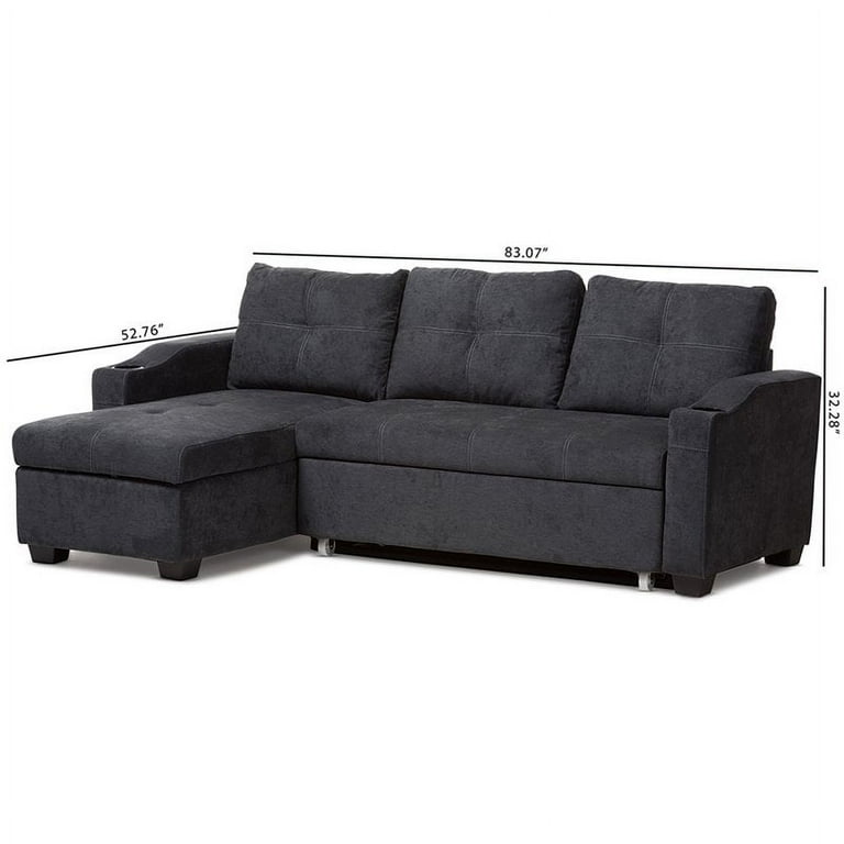 Baxton Studio Lianna Modern and Contemporary Dark Grey Fabric Upholstered Sectional Sofa