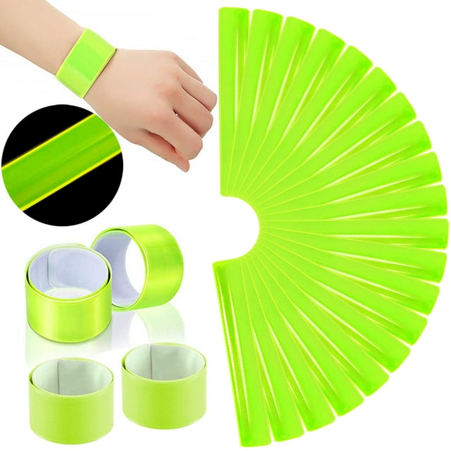 20PCS Reflective Band Safety Slap Bracelet Slap Wristband for Night Running