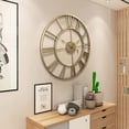 thumbnail image 5 of KEINXS 60cm Large Home Decor Wall Clock for Living Room Non Ticking Art Clocks Roman Numeral,Retro Distressed Metal,Oversized (60cm, Gold), 5 of 6