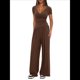 thumbnail image 2 of Conjuntos de 2 Piezas para Mujer para Estar en Casa en Otoño, Camisetas con Cuello Redondo y Pantalones Anchos, Conjuntos Casuales A Juego. Color Café XL, 2 of 8