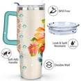 thumbnail image 3 of 40oz Pioneer Colorful Floral Stainless Steel Flip Straw Tumbler with Lid and Straw Spill Proof Travel Cup Double Wall Vacuum Insulated Coffee Mug with Handle Greenish-blue, 3 of 7