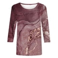 thumbnail image 4 of Hauts d'Été pour Femmes T-shirt Ample Imprimé de Mode pour Femmes Blouse à Manches 3/4 Col Rond Hauts Décontractés Grande Taille Hauts Aguichant en Liquidation, 4 of 4
