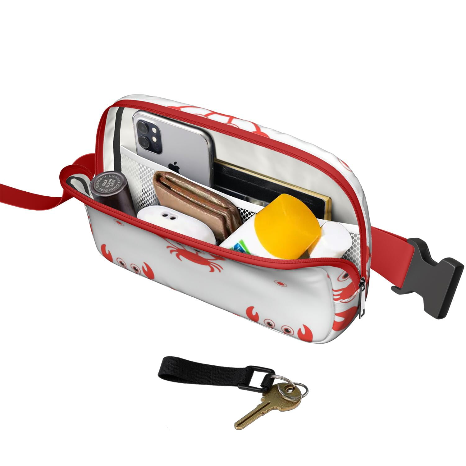 Waist Bag for Men&Women HandsFree Running Belt for Jogging with Adjustable Strap for Outdoors Workout Traveling Marine Adorable Crab Sporty Waist Pack
