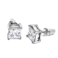 thumbnail image 2 of Buyless Fashion Girls Stud Earrings Silver White Squared Crystal CZ In Gift Box - ECZSWHT4X4, 2 of 7