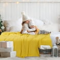 thumbnail image 3 of PiccoCasa 100% Cotton Soft Knitted Throw Solid Blanket for Couch Sofa Bedroom, Yellow 71"x79", 3 of 8