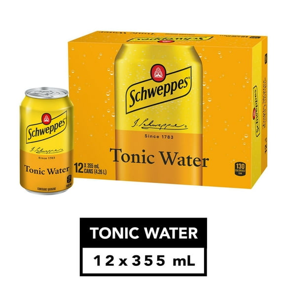 Schweppes Tonic Water, 12 x 355 mL cans, 12x355mL