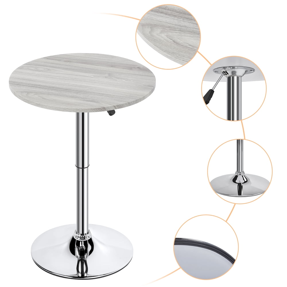Alden Design Height Adjustable Pub Round Table 360° Swivel for Bistro Café Home Bar, Gray