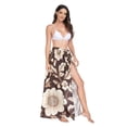 thumbnail image 2 of FORMRS Womens Long Sarong Beach Wrap Semi-Sheer Bikini Skirt Bathing Swimsuit Cover Up, Brown Floral, 2 of 7