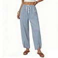 thumbnail image 2 of AzureSilk Women Casual Wide Leg Pants Loose Straight Leg Trousers with PocketPalazzo Pants Cropped Spring Summer Vacation Outfits Fashion Clothing Beach Clothes, 2 of 5