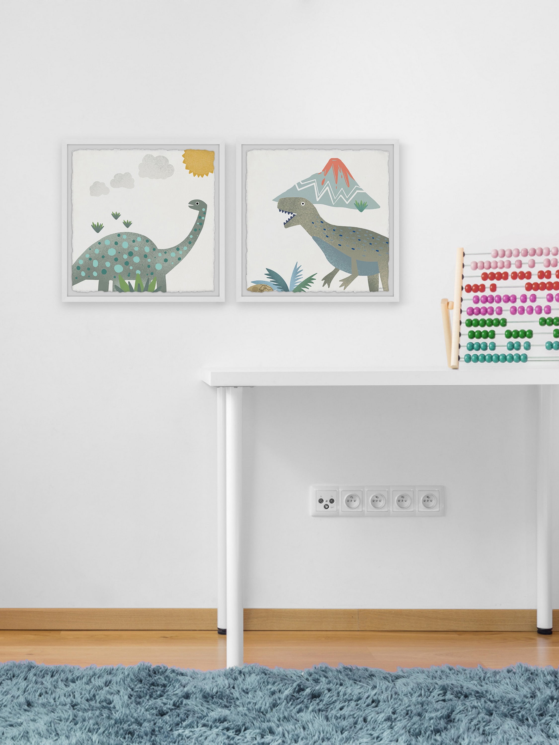 Marmont Hill Printed Dinosaurs Framed Art Prints, Set of 2