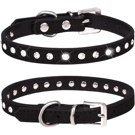 Minzimin Pink Rhinestone Dog Collars for Small Dogs, Pretty Bling Diamond Puppy Collar Crystal Sparkly Glitter Jewel Girls Cat Collars for XXS Xs Small Medium Pet Female Dogs Kitten