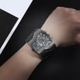 thumbnail image 4 of HES Men Quartz Watch Waterproof Big Dial Multiple Time Zone Digital Display Dual Movement Precise Timing Faux Leather Strap Male Outdoor Sports Quartz Wristwatch for Daily Life, 4 of 8