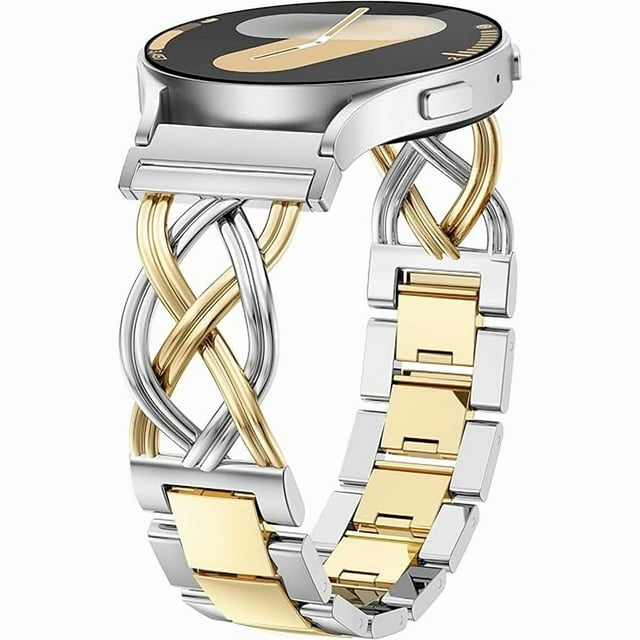 wonima02 Celtic Knot Chain Bracelet Compatible with Samsung Galaxy Watch 7 6 5 4 FE 40mm 44mm/Watch 6 4 Classic/5 Pro/3 41mm/Active 2 Women, 20mm Dressy Stainless Steel Band Metal Jewelry Link Strap