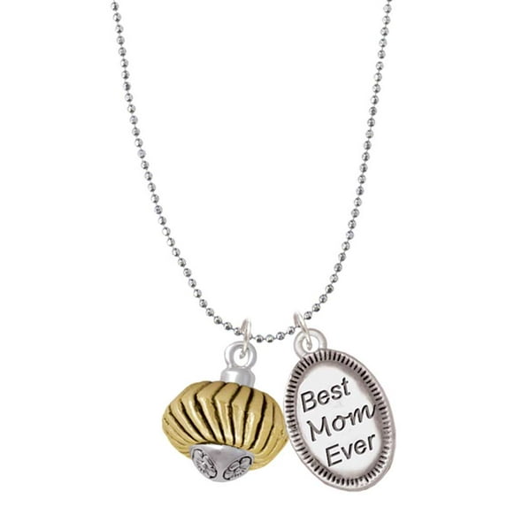 Delight Jewelry Goldtone Large Angled Rope Spinner Best Mom Ever Charm Necklace