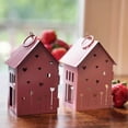 thumbnail image 2 of 2 Piece Pink Town House Tea Light Candle Lanterns,  Hearts Pattern, 2 Count, 2 of 6