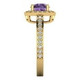 thumbnail image 3 of 1.335 ctw with Simulated Diamond Halo Accents Anniversary Ring for Women | Round Cut Simulated Alexandrite | Hyperallergenic Solid 14K Yellow Gold, 3 of 5