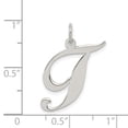 thumbnail image 3 of Sterling Silver Rhodium-plated Large Fancy Script Initial T Charm, 3 of 3