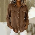thumbnail image 2 of Miluxas Womens Corduroy Shirts Long Sleeve Collared Button Down Blouse Oversized Tops Jackets Shackets with Pocket Brown S(S), 2 of 7