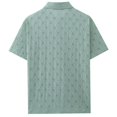 thumbnail image 5 of Men's Solid Color Knitted Shirt Cotton, Casual Knit Button Down Short Sleeve, Open Collar Breathable Top, Office Street Daily Summer Beach Vacation Slim Fit | Zenithor,Blue L, 5 of 6