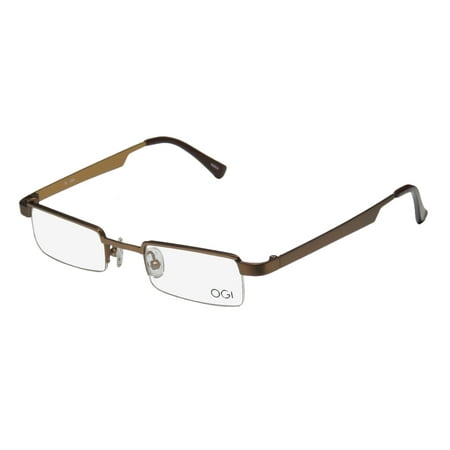 New Ogi 2204a Mens/Womens Designer Half-Rim Brown Classic Shape Brand Name Affordable Frame Demo Lenses 44-21-140 Eyeglasses/Eye Glasses