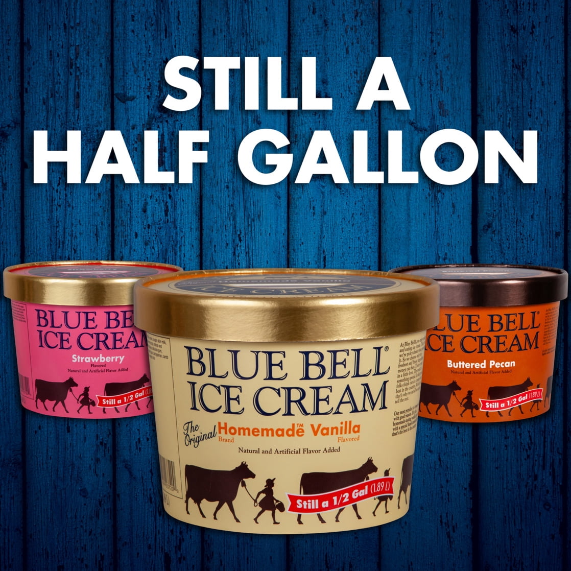 Blue Bell Gold Rim Homemade Vanilla Ice Cream Half Gallon, 64 fl oz