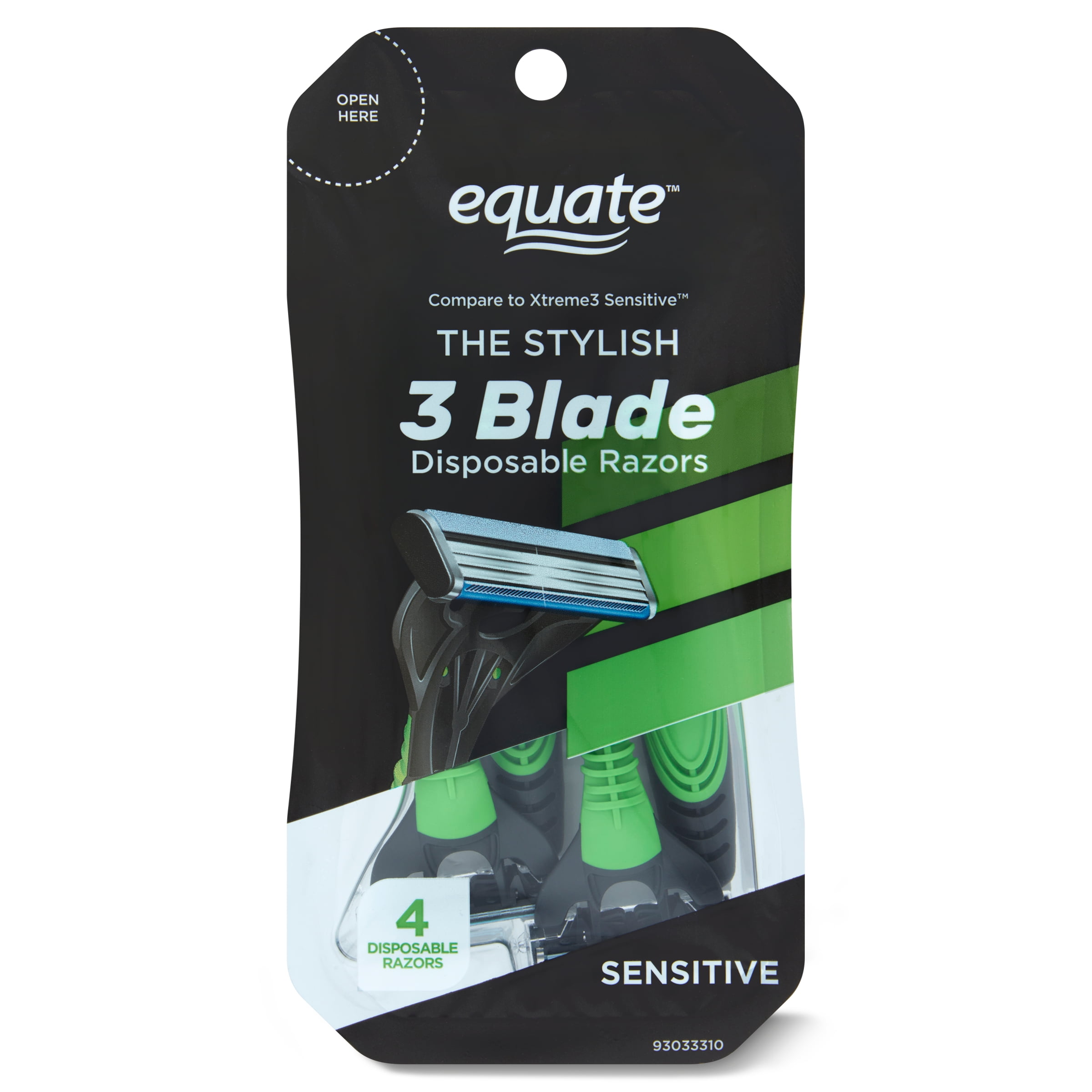 Equate The Stylish 3 Blade Disposable Razors for Men, 4 count