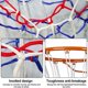 thumbnail image 3 of Paquete de 4 redes de baloncesto resistentes, kit de reemplazo de red de baloncesto, redes de baloncesto tricolores, 12 bucles para deportes de interior y exterior, 3 of 5