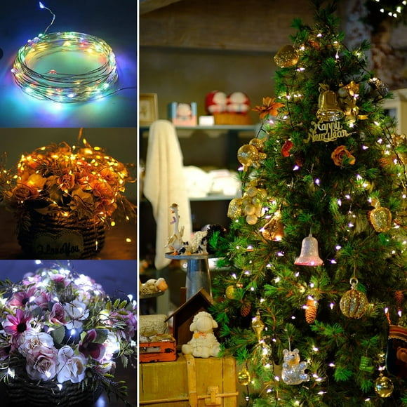 onlyliua para Interior/Exterior Lámpara de Alambre de Cobre con Botón y Flores, Decoración Navideña, Linterna, Regalo, Cadena de Luces