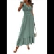 thumbnail image 1 of Vestido de Verano para Mujer, Elegante, con Escote en V, Volantes, Mangas Sueltas, Cintura Plisada, para Invitada de Boda. Verde S, 1 of 7