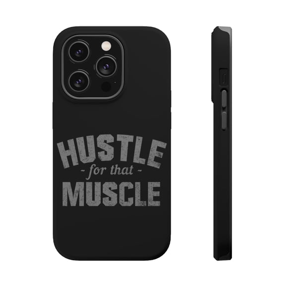 DistinctInk Tough Case for Apple iPhone 15 PRO (6.1" Screen), Compatible with MagSafe Charging - Hustle for that Muscle
