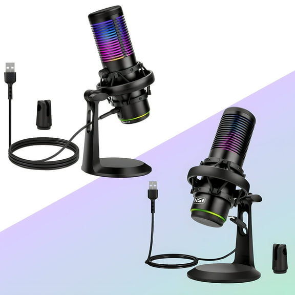 Celectigo RGB USB Condenser Gaming Microphone Fit for PC PS5 PS4 Mac, Computer Streaming Recording Podcast Mic Tap to Mute LED Indicator, Anti-Vibration Shock Mount