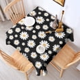thumbnail image 2 of Black Daisy Flower Golden Centers Pattern Square Tablecloth,Waterproof Square Table Cover,Wipeable Spillproof Washable Table Cover for Home Kitchen Party Decor 42"X42"(107x107cm), 2 of 6