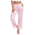 thumbnail image 6 of BOOMILK Pajama Pants for Women Sleepwear Solid Comfortable Satin Pants With Pockets, 6 of 9
