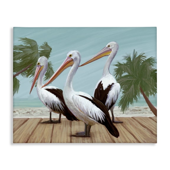 Stupell Industries Coastal Tropical Pelicans Beach Boardwalk Canvas Art, 30 x 24, by Ziwei Li