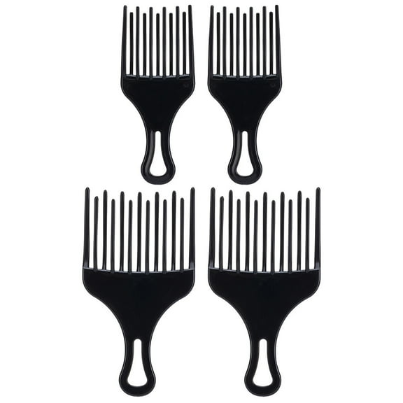 ifundom Black Plastic Hair Pick Comb 4-Pack for Styling, Frizz Control, and Home Hair Care Tools