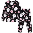 thumbnail image 2 of CUZIBR Girls Outfits Crewneck Long Sleeve Halloween Print Pajama Set Sleepwear Outfit Soft Comfortable Casual Wear For Children Toddler 2 9 Years Clothes Sets,Black-3,4Y, 2 of 4
